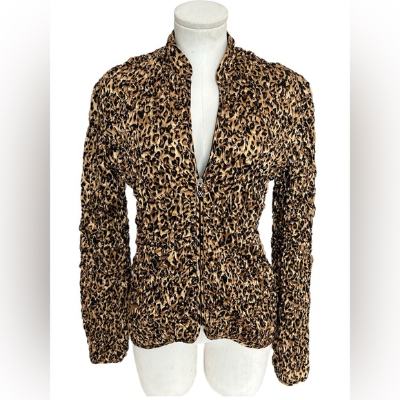 MSK Tan /Brown /Black Sequined Animal Print Blazer Women Size M (Medium) - Picture 6 of 9